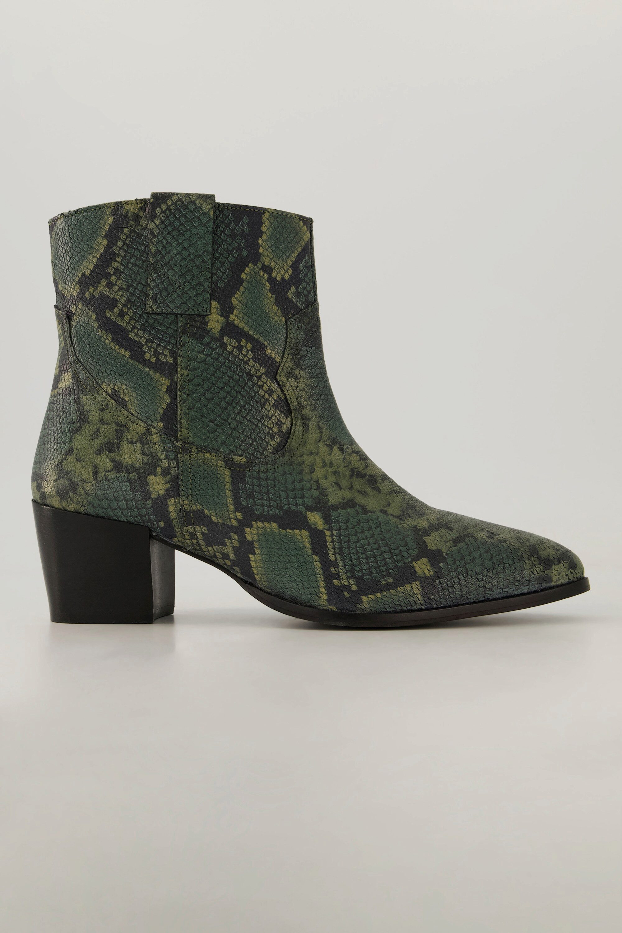 Ulla Popken Leder-Stiefeletten Schlangenlederoptik Weite H Stiefel günstig online kaufen