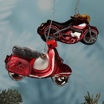 MARELIDA Christbaumschmuck Weihnachtsbaumschmuck Motorrad Weihnachtskugel H: 6,5cm Geschenk rot