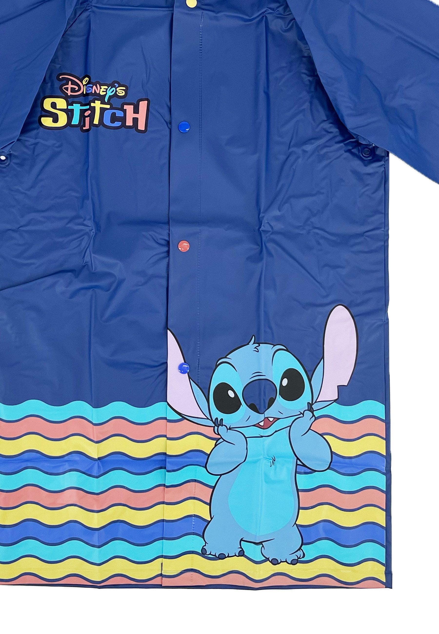 Stitch Regenjacke Kinder Regenmantel mit Kapuze wasserdicht Blau