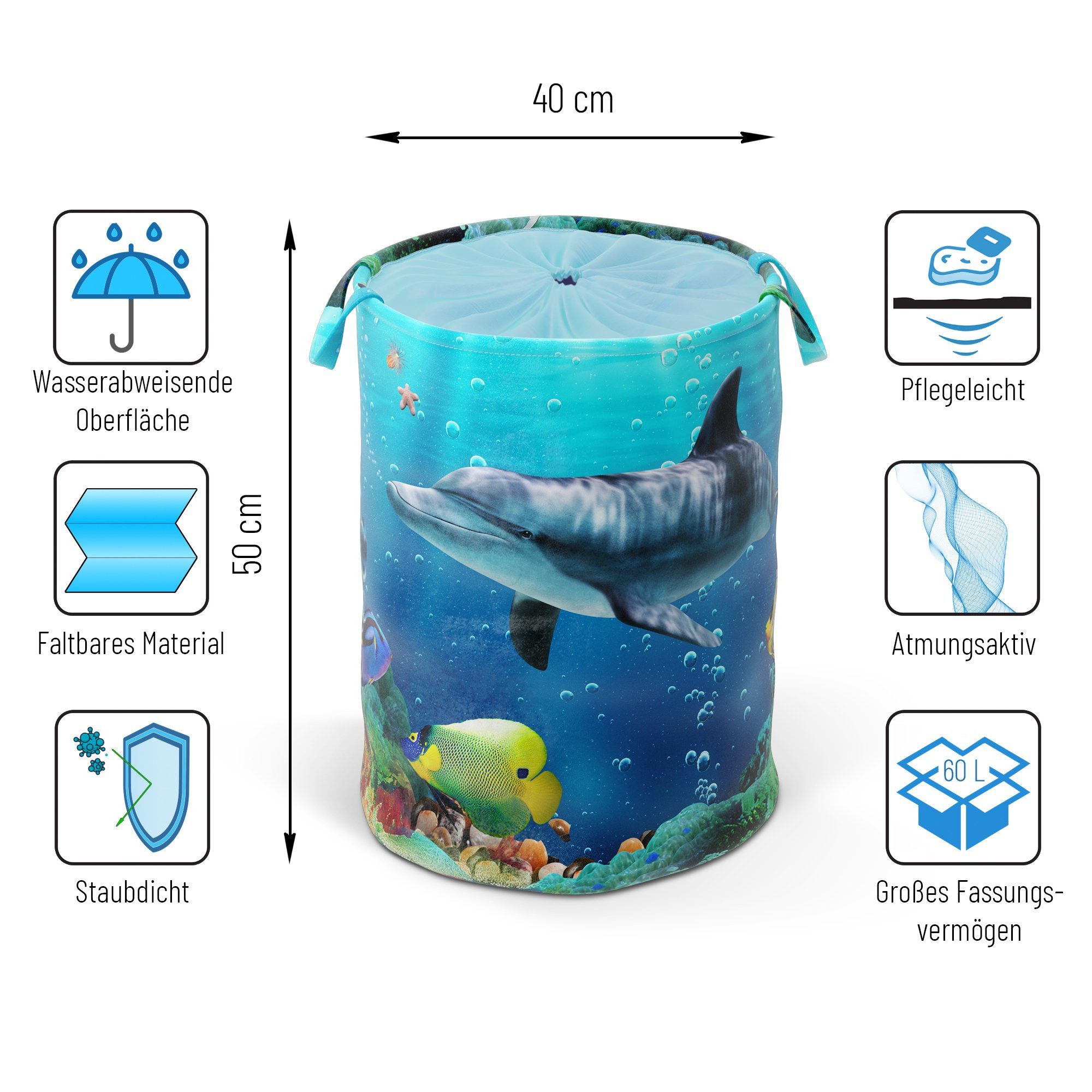 Sanilo Wäschekorb Delphin, 60 Liter, faltbar, günstig online kaufen