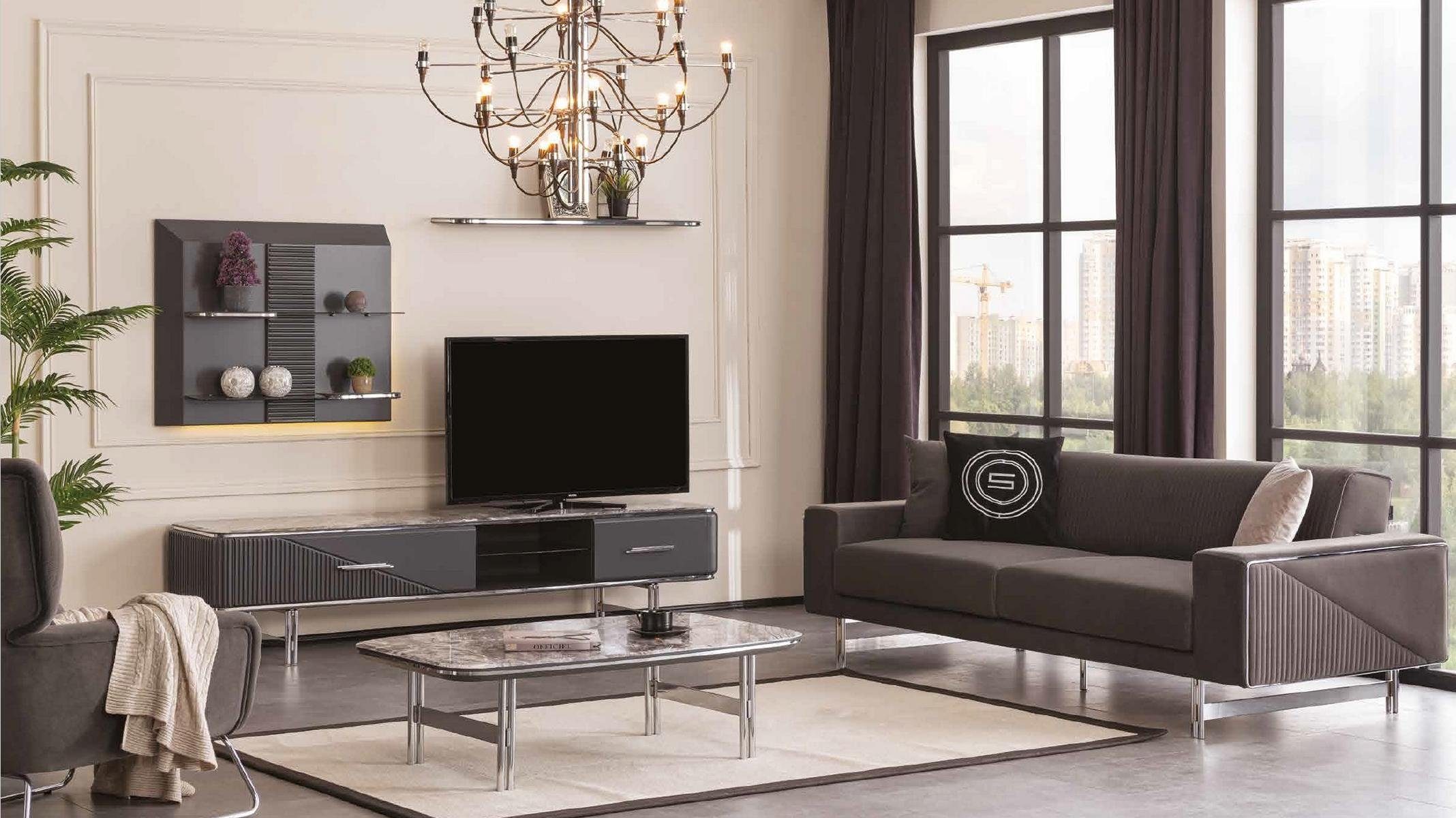 JVmoebel Wohnzimmer-Set, Luxus Wohnzimmer Sofa 3 Sitzer Couchtisch rtv Regale Lowboard Design