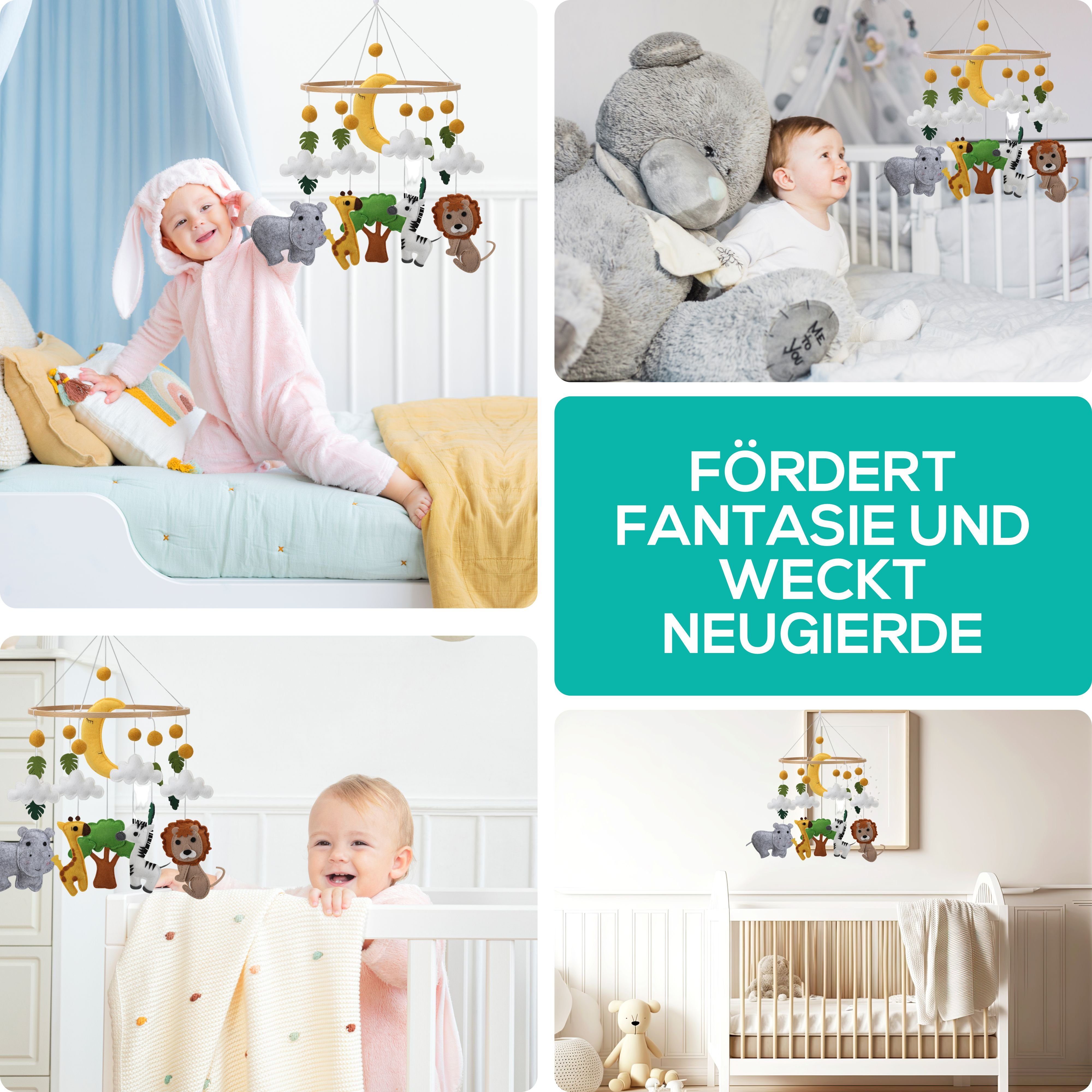 wortek Babymöbel-Set Baby Bettglocke Windspiel Windspiel (Set, Aufhängen, Babymobile Baby 1-St), zum Bett Babyzimmer Mobile