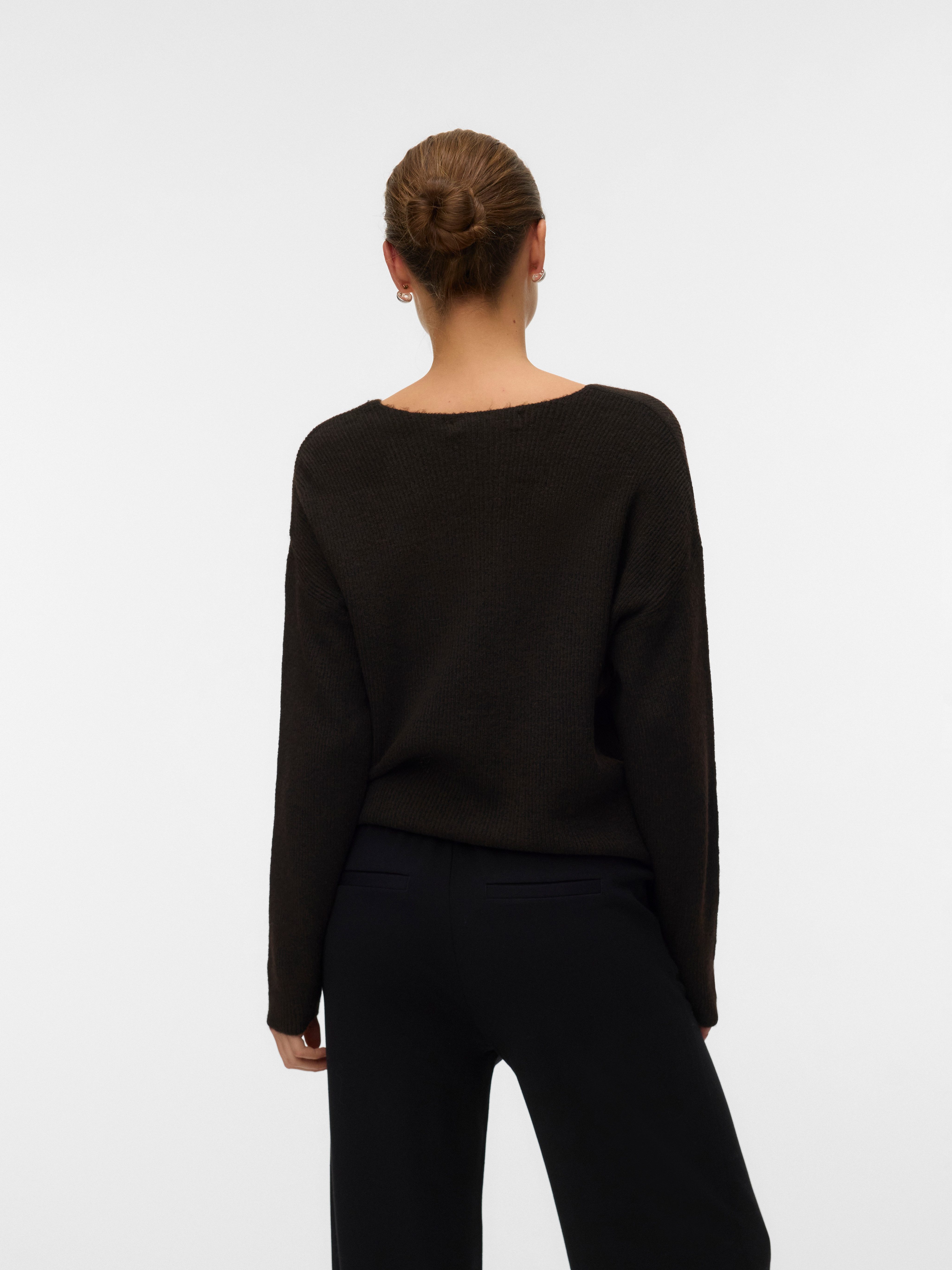 Vero Moda V-Ausschnitt-Pullover VMCREWLEFILE LS V-NECK BLOUSE NOOS Materialmix, loose fit