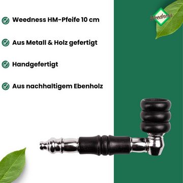 Weedness Handpfeife Holzpfeife Metall-Pfeife 10 cm in Schwarz Tabakpfeife Schraubpfeife