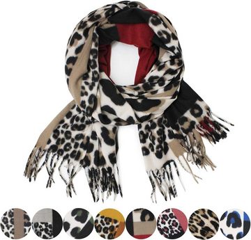 Alster Herz Modeschal Damen Schal Winter, weicher warmer Schal, Leopard Muster, A0506, XXL Schal