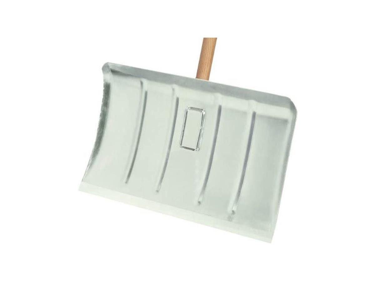 Lefeld Schneeschieber Aluminium 50 cm, 50 cm Arbeitsbreite, mit 140 cm langem Stiel, Verstärkungsrippen und Aluminium-Schutzkante für noch mehr Stabilität