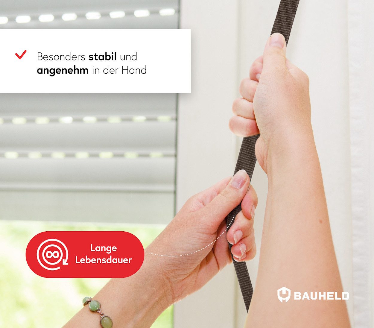 BAUHELD Rollladengurt 50m (14mm 18mm 20mm 23mm, [Made in Germany] Rolladengurt an Fenster & Türen geeignet), Gurtband für Rolladen Gurtwickler, Abdeckplatte, Abdeckung
