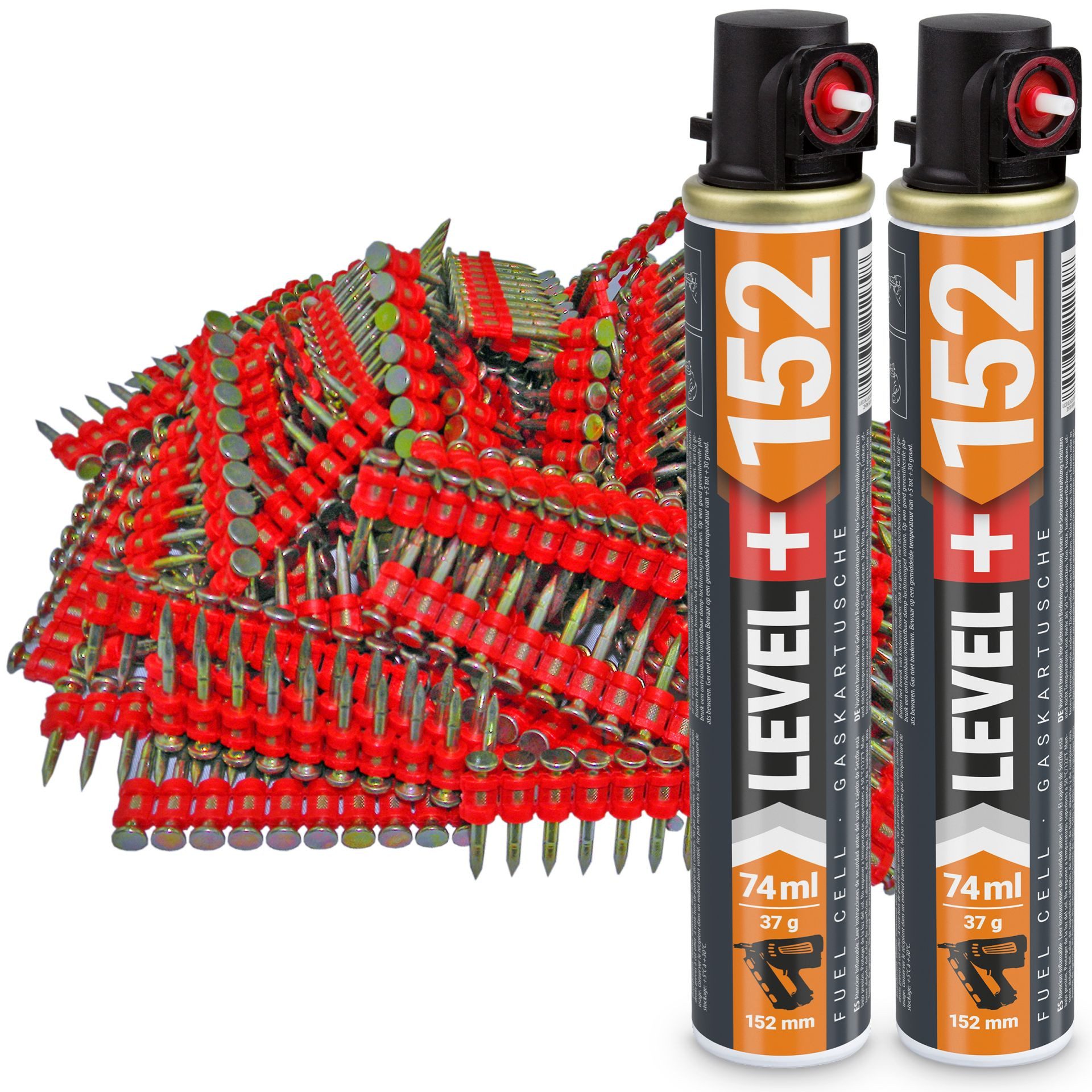 Level+ Nagel Gaskartusche L+152 x 2 St. + Betonnägel 25mm 1000 St HB42