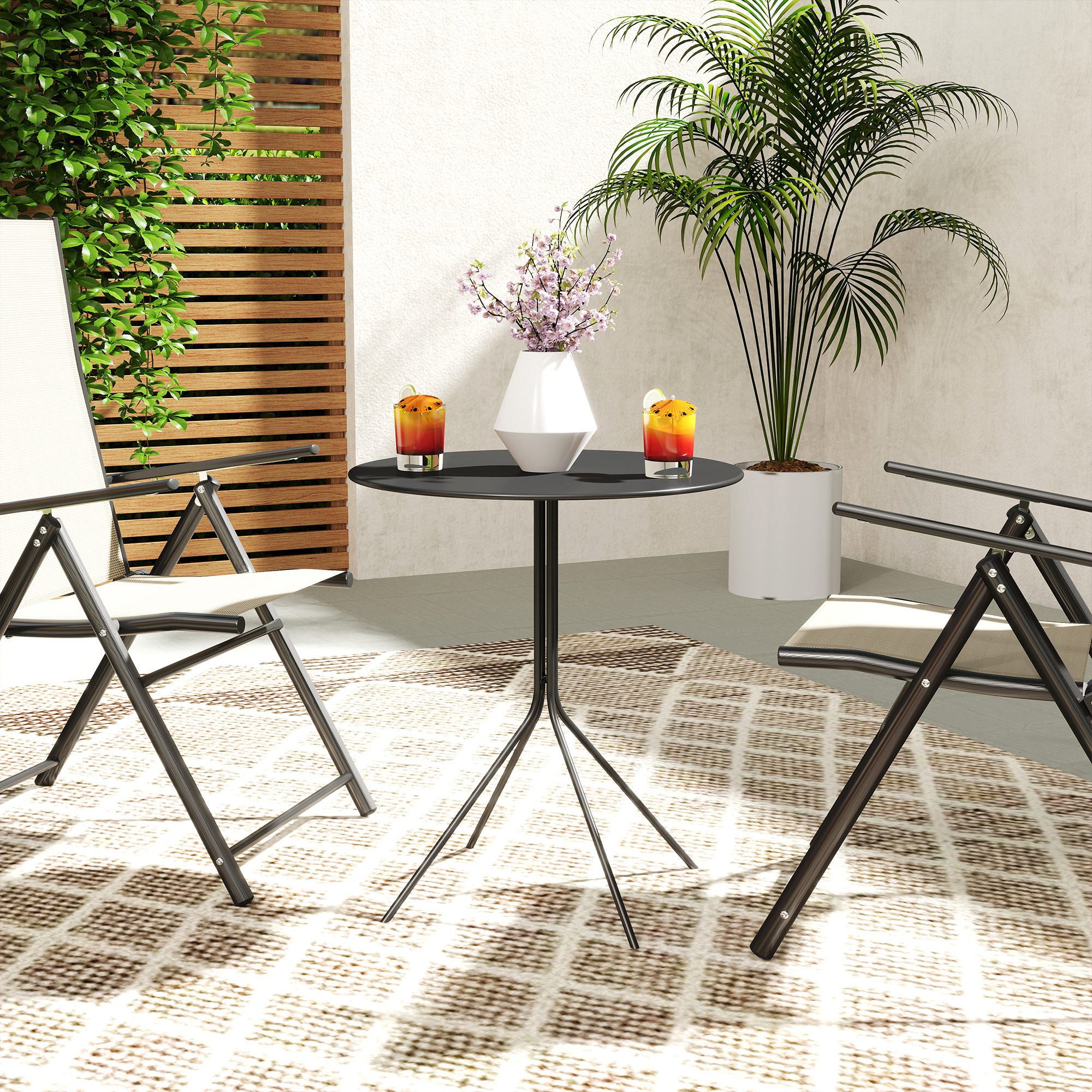 Outsunny Gartentisch aus Stahl, mit Fußpolster (rund Beistelltisch, 1-St., günstig online kaufen