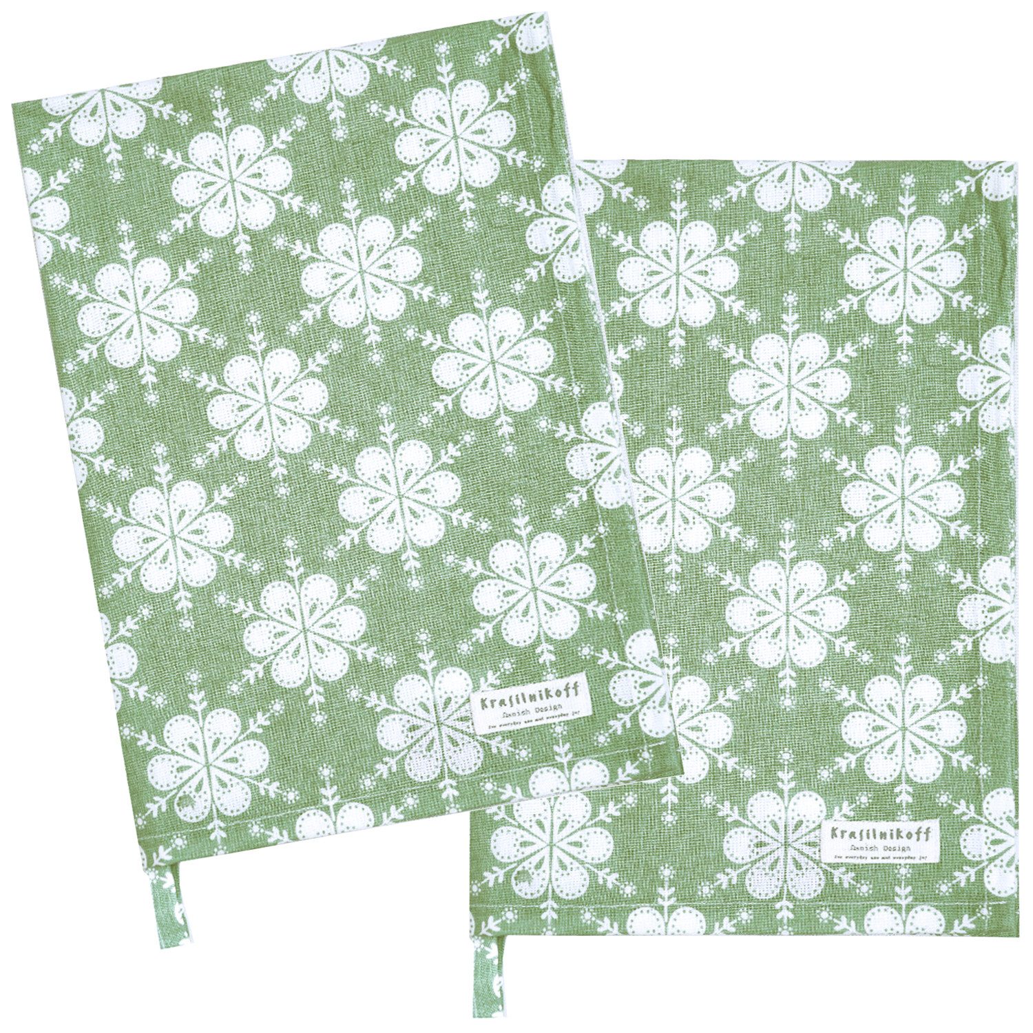 Krasilnikoff Geschirrtuch Flowers, (2-tlg., 2-teilig), Geschirrtücher ca.50x70cm Baumwolle