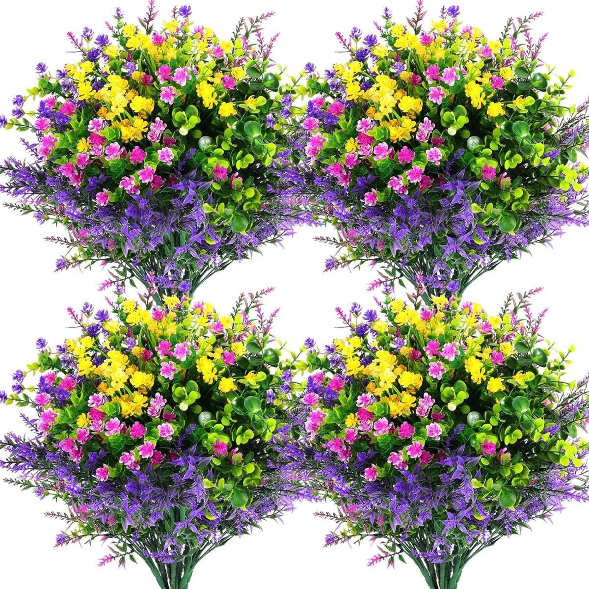 Kunstblume Künstliche Blumen Kunstpflanzen Außenbereich Sträucher, FELIXLEO