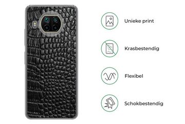 MuchoWow Handyhülle Leder - Strukturiert - Schwarz - Grau, Phone Case, Handyhülle Xiaomi Mi 10T Lite, Silikon, Schutzhülle