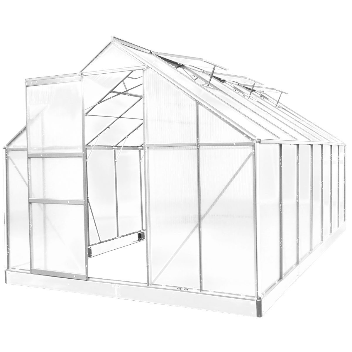 BRAST Gewächshaus ALU mit Fundament rostfrei 430x250x205cm TÜV geprüft, BxTxH: 250 x 430 x 205 cm, wetterfestes hochwertiges Aluminium, Temperaturbeständig, Wärmedämmend, Lichtbrechend & UV-stabilisiert