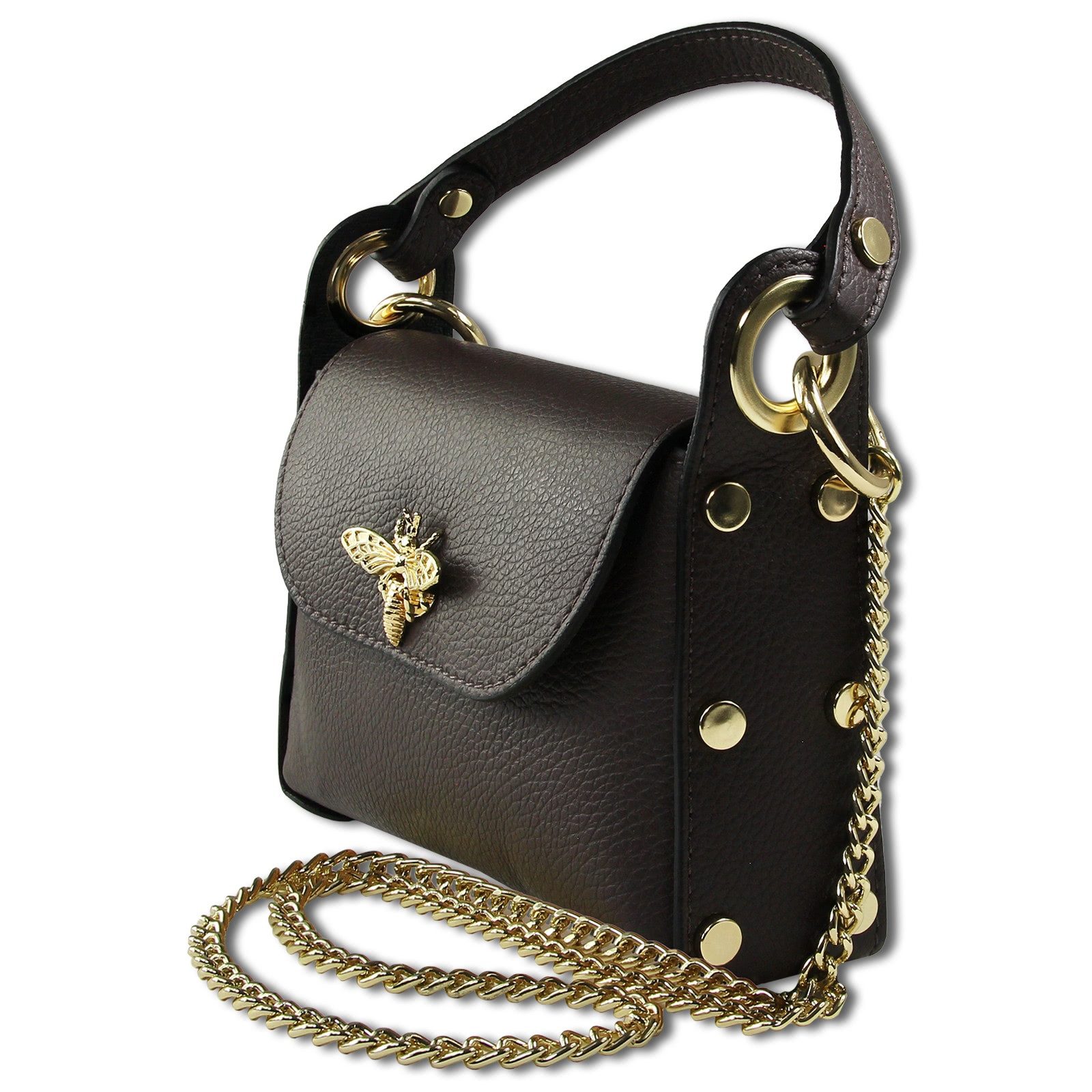 Toscanto Umhängetasche Toscanto Tasche dunkelbraun Leder (Umhängetasche), Damen Umhängetasche Leder, dunkelbraun ca. 19cm x ca. 14cm