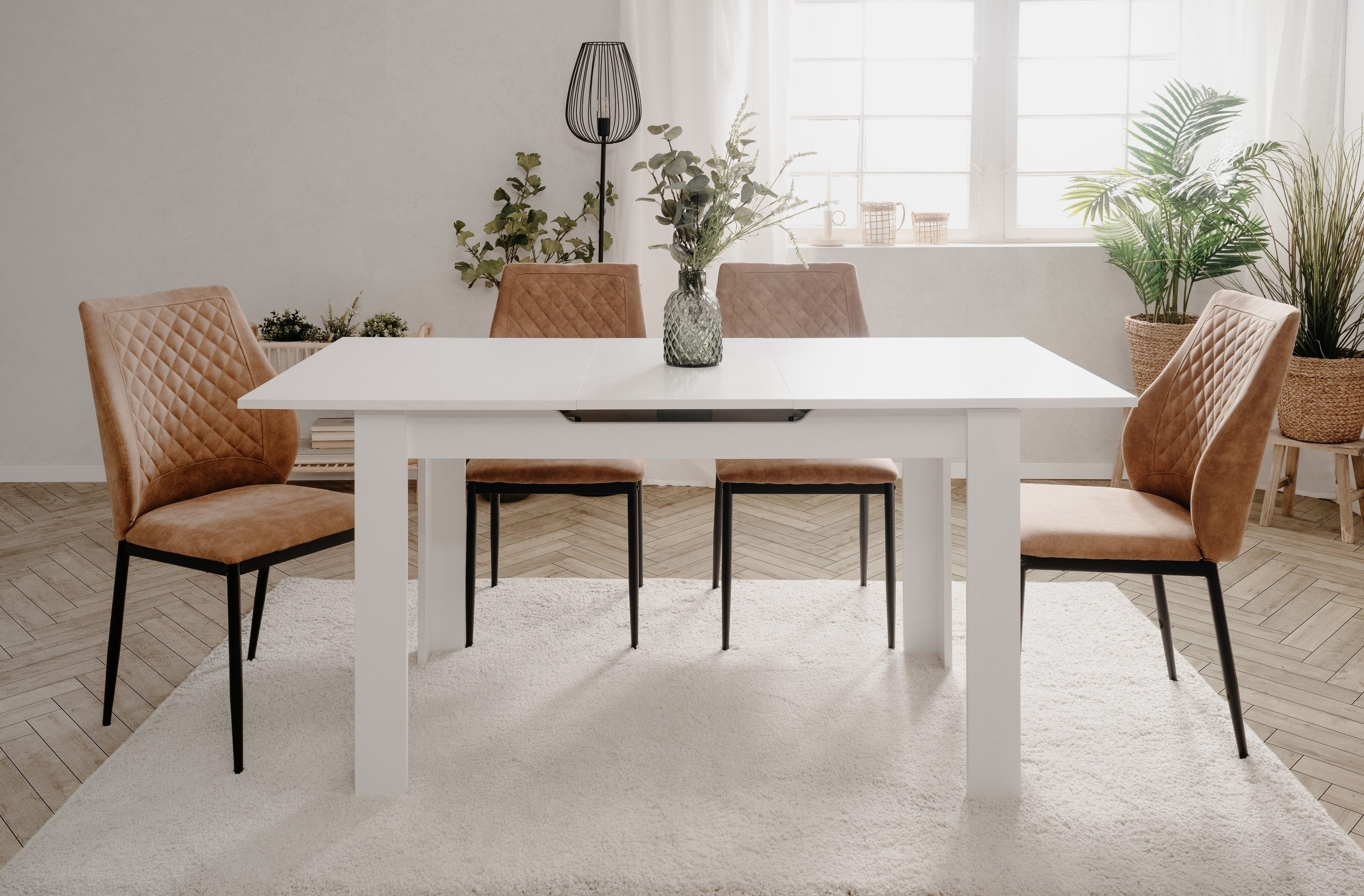 freiraum Kulissentisch Birmingham, ausziehbar bis 165cm, in Weiß - 125/165x75x80cm (BxHxT)