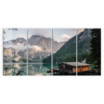 DEQORI Glasbild 'Pragser Wildsee im Sommer', 'Pragser Wildsee im Sommer', Glas Wandbild Bild schwebend modern