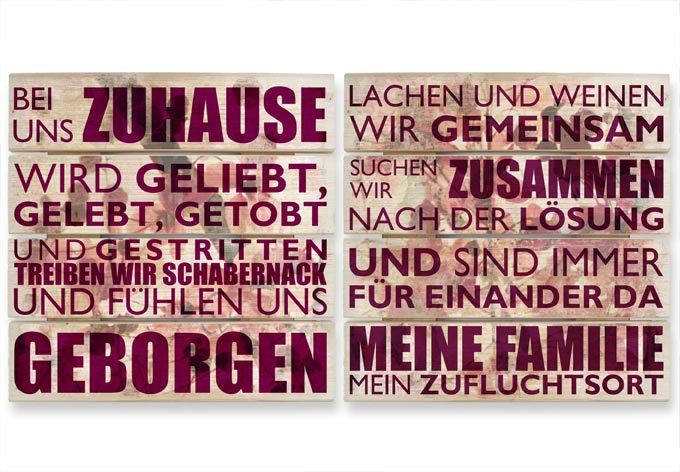 Wall-Art Mehrteilige Bilder Holzbild Set Bei uns zu Hause, (Set, 2 St)