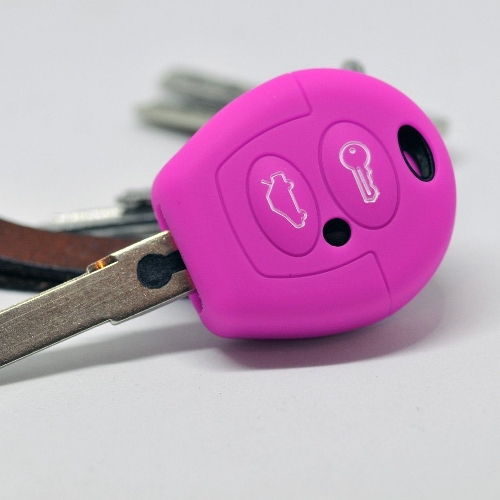mt-key Schlüsseltasche Autoschlüssel Softcase Silikon Schutzhülle Pink, für VW T4 Golf Fox Sharan SEAT SEAT Skoda Polo Ibiza Fabia Octavia