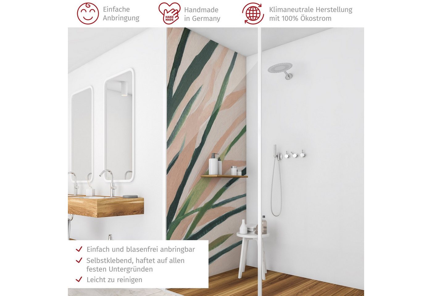Thumbnail - Bilderdepot24 Badrückwand Tropisch beige Duschrückwand ohne Bohren Dusche, (1-tlg., Hart-Folie Premium matt 0,61 mm), fu...