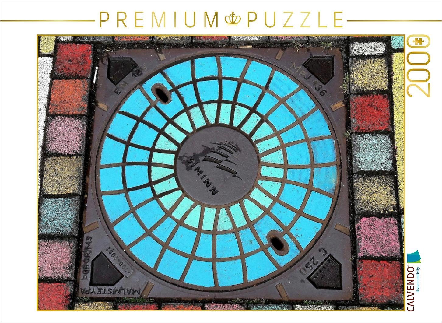 Reykjavik von Wandbild Bild DieReiseEule, Lege-Größe Wanddekoration CALVENDO außergewöhnliches 67 Denkspiel Kanaldeckel Teile cm Schachtabdeckung CALVENDO Puzzle Foto-Puzzle Puzzleteile Island Puzzle Gullydeckel 2000 90 2000 x