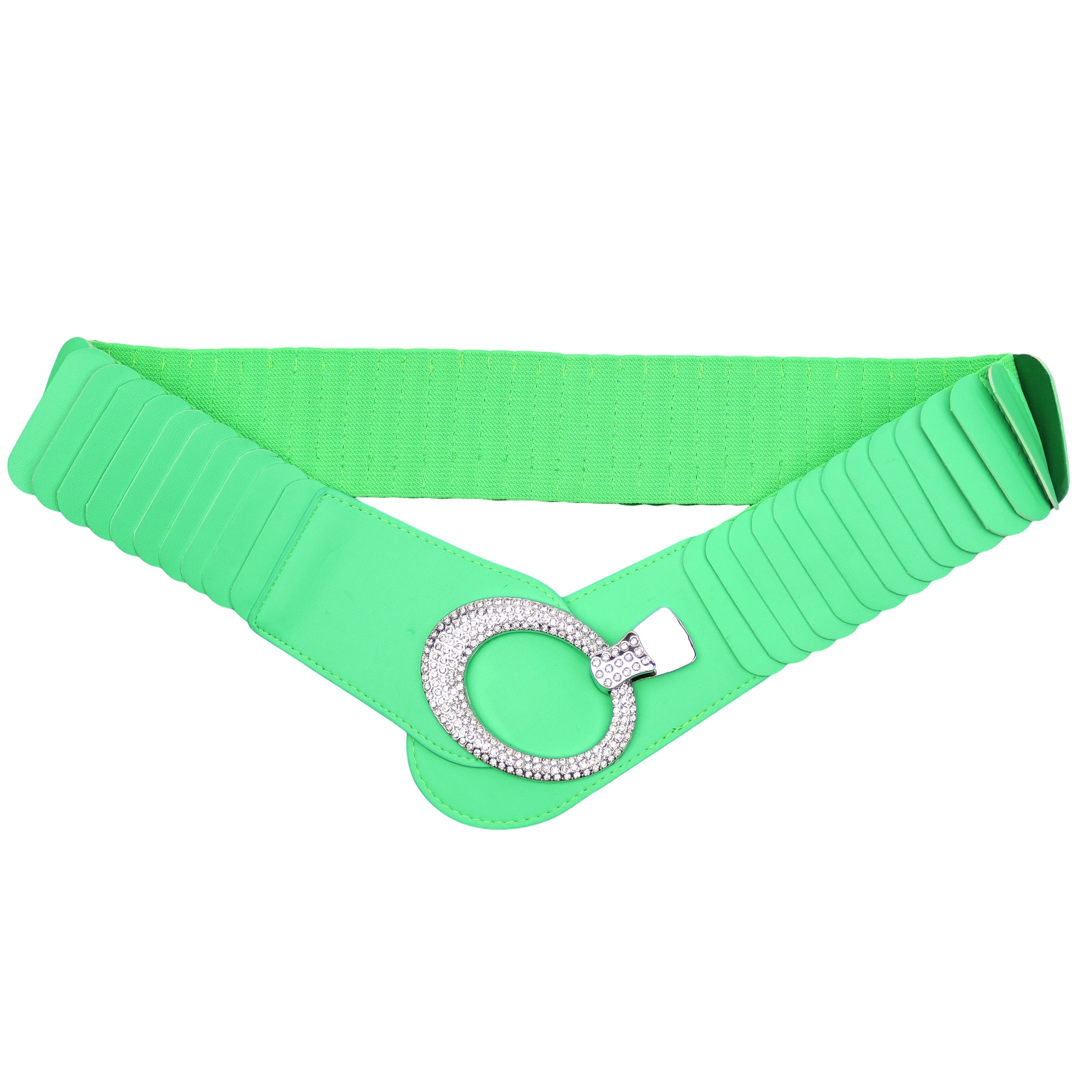MIRROSI Taillengürtel breit 6cm für Taillenumfang 85 bis 110cm,mit Strass ONESIZE (Unifarben, Angenehmes Tragesgefühl) Breiter Stretch Gürtel