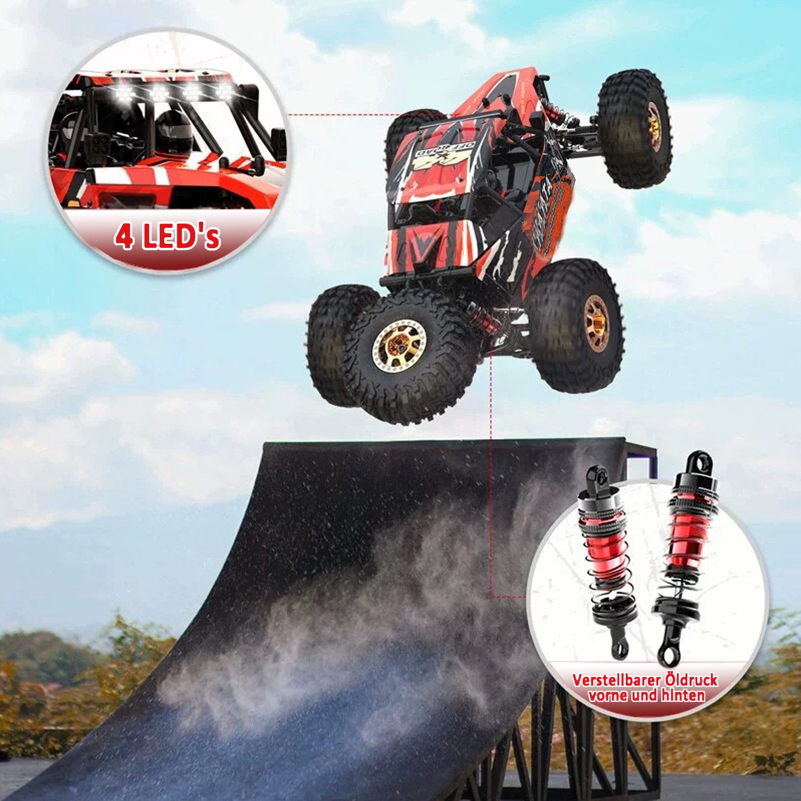 Esun RC-Auto Ferngesteuertes Auto, 1:12 RC Auto Offroad, 50km/h Gebürsteter RC Car (Packung, Komplettset), 1:12 Ferngesteuertes Auto Erwachsene, Rc drift car outdoor spielzeug