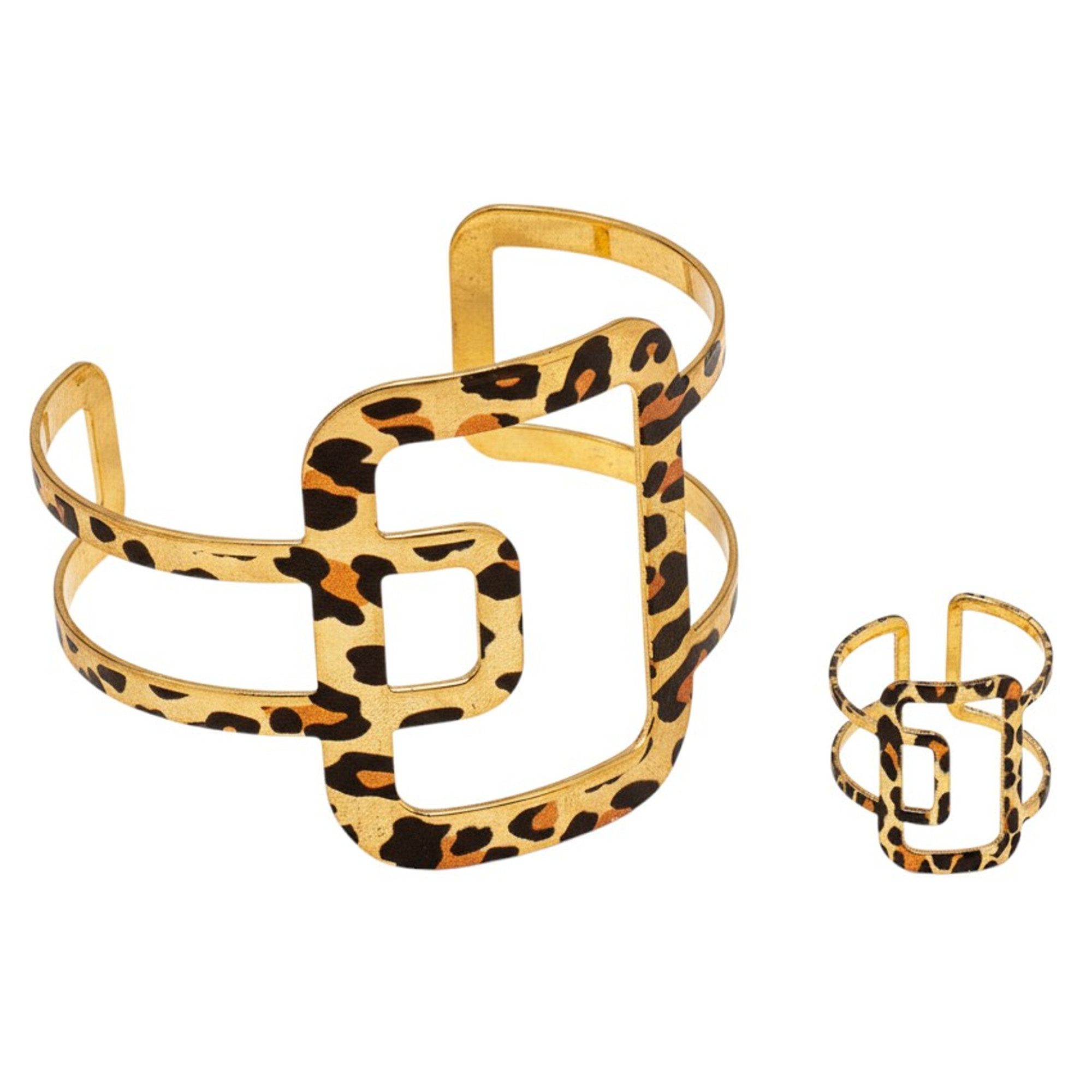 KARMA Schmuckset Damen Gold Braun Leo Armreif & Ring (Damenschmuck, 2-tlg., Leoschmuck elegant Geschenkidee), Modeschmuck Set