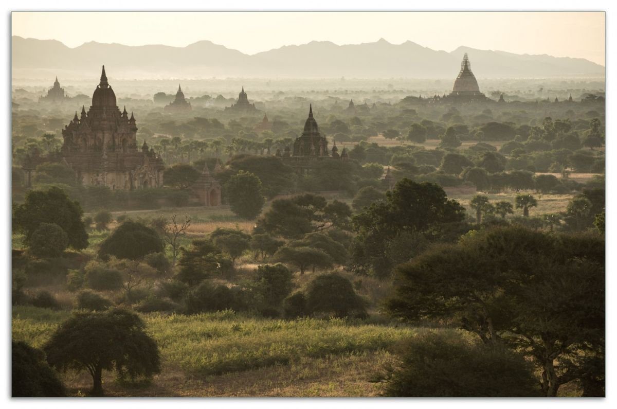 Wallario Herd-Abdeckplatte Myanmar verschiedene Bagan, Noppen), der (Glasplatte, ESG-Sicherheitsglas, tlg., inkl. - 1 Größen von Ebene in 5mm Tempel