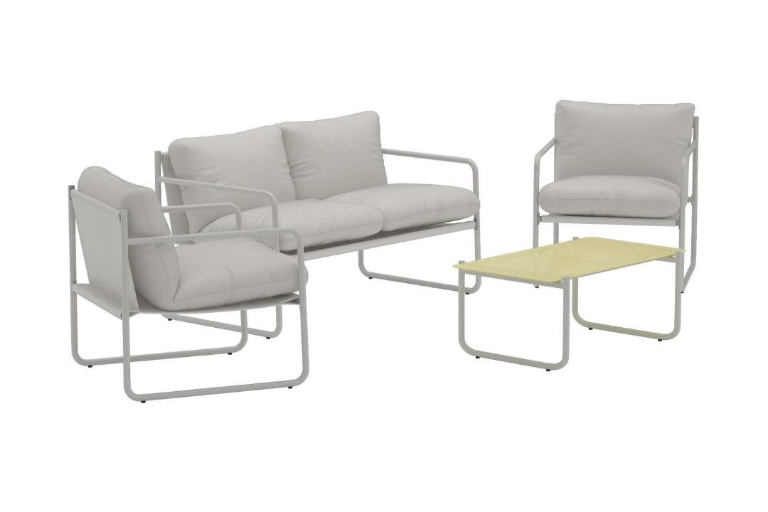 ebuy24 Gartenlounge-Sessel Thassos Sofaset grau.
