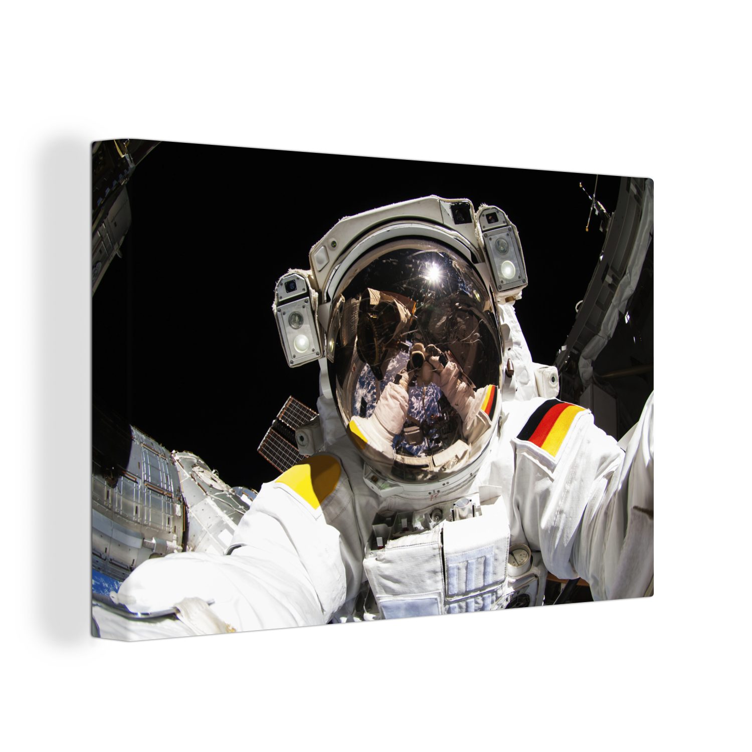 OneMillionCanvasses® Leinwandbild Astronaut - Weltraum - Helm, (1 St), Wandbild Leinwandbilder, Aufhängefertig, Wanddeko, 30x20 cm