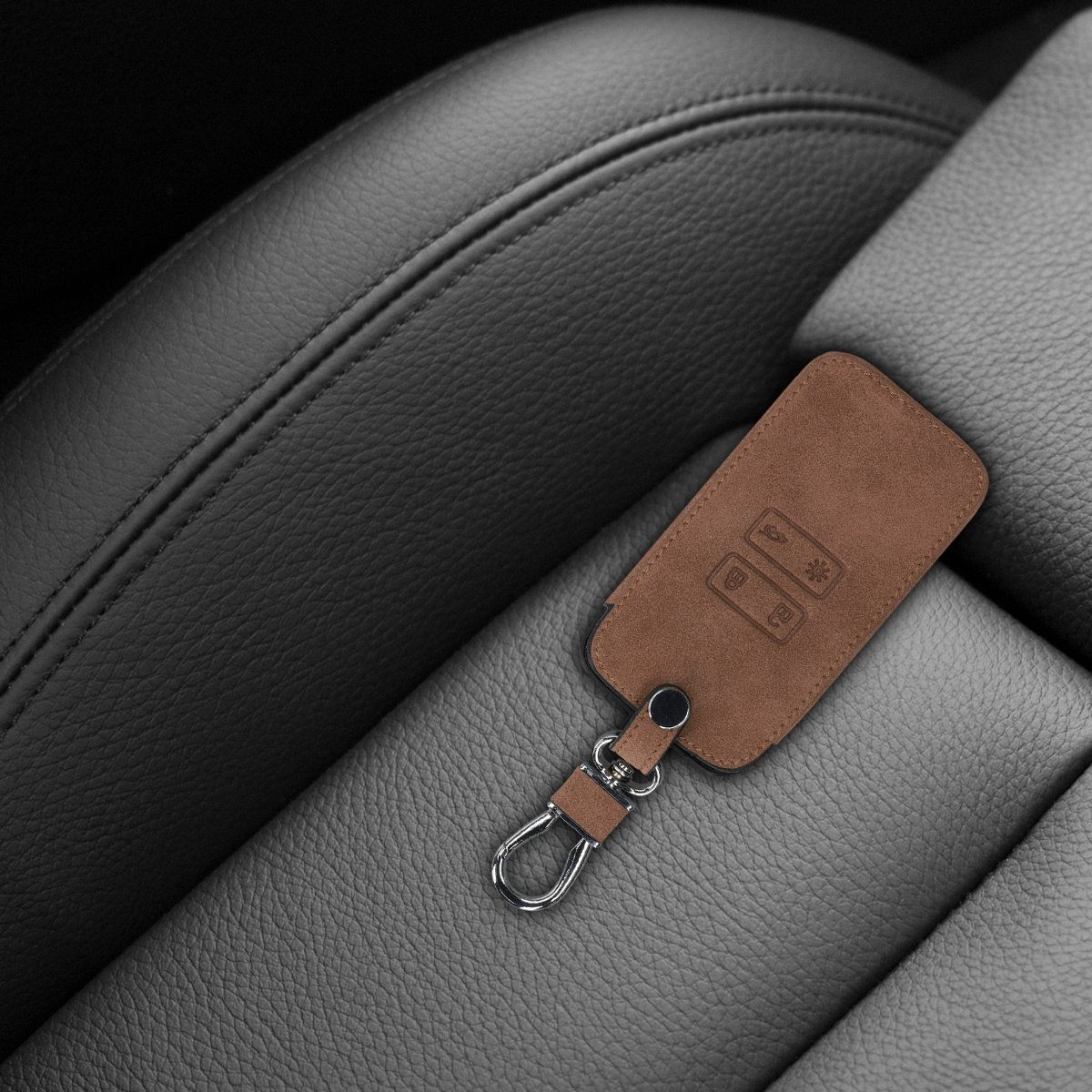 Schlüsselhülle Schutzhülle Cover Kunstleder Renault, Hülle kwmobile - Wildlederoptik Autoschlüssel für Braun Schlüsseltasche
