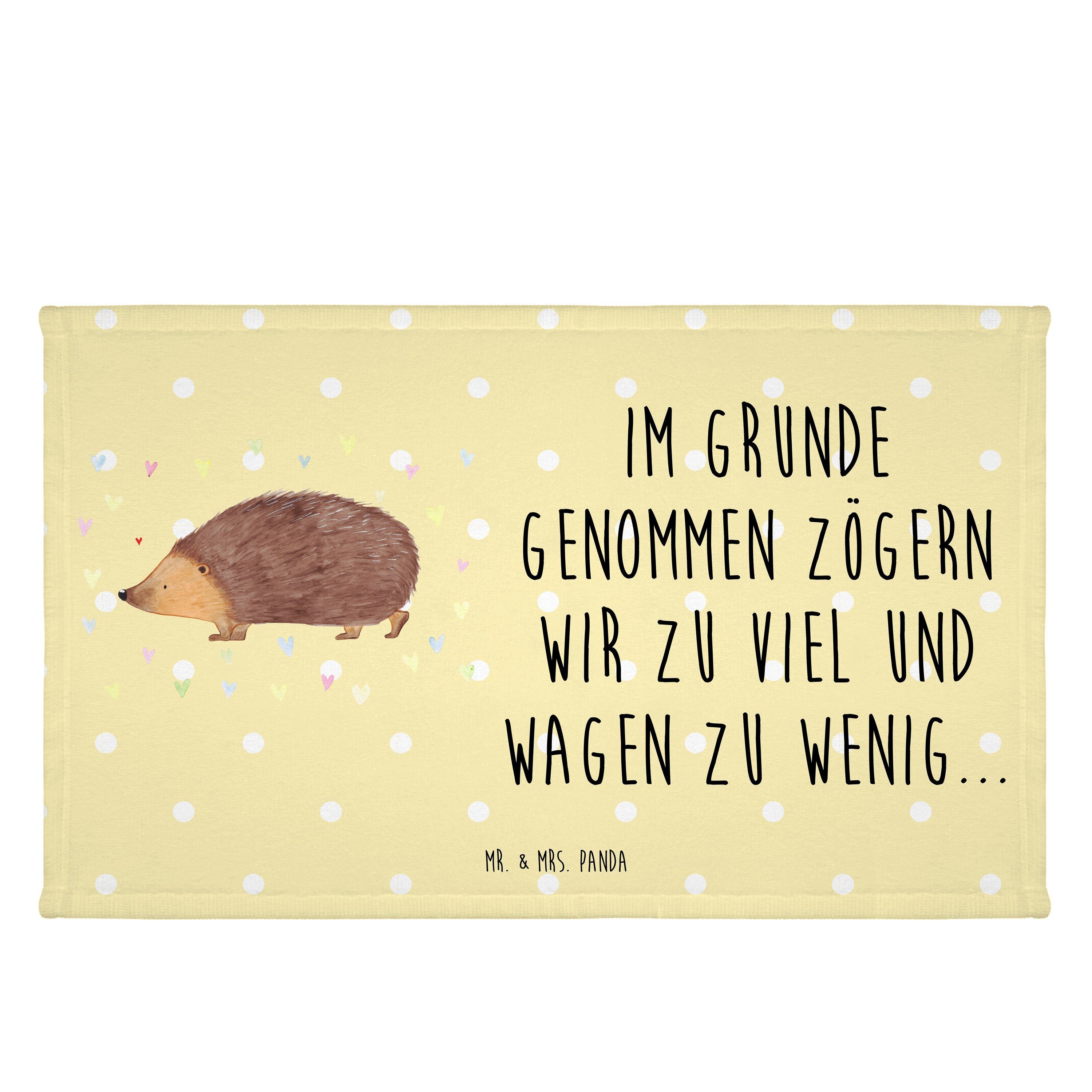 Mr. & Mrs. Panda Handtuch Igel Herzen Gelb Pastell Geschenk, Liebe