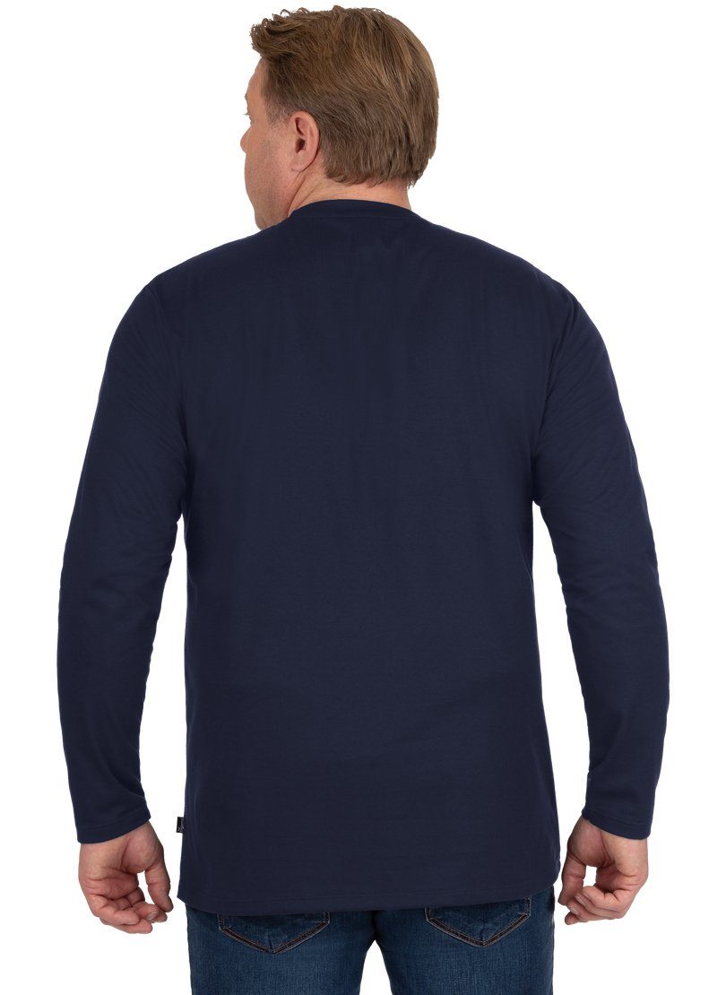 Trigema T-Shirt TRIGEMA Baumwolle navy Langarmshirt aus 100
