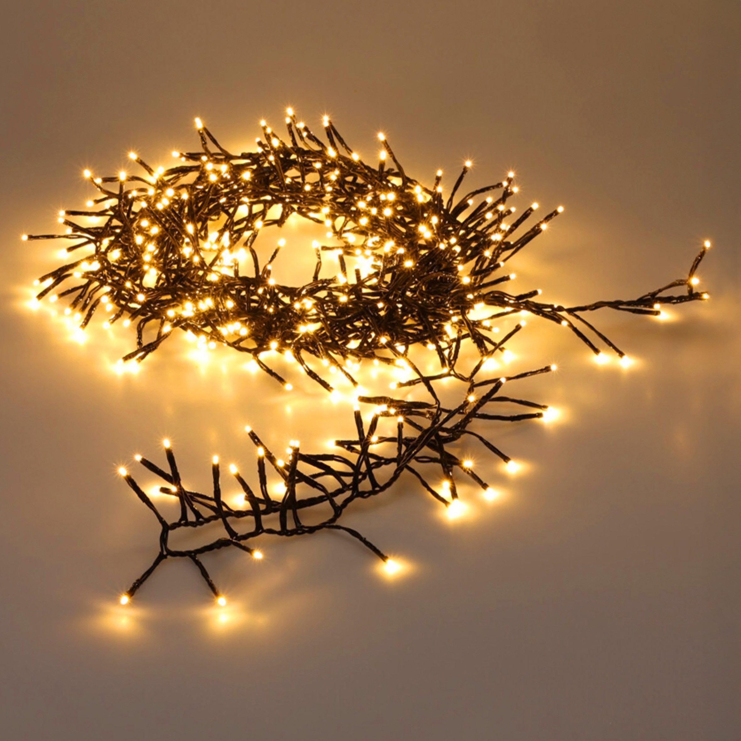 Spetebo LED-Lichterkette Büschel Lichterkette für Außen warm weiß, mit Timer und Netzstecker