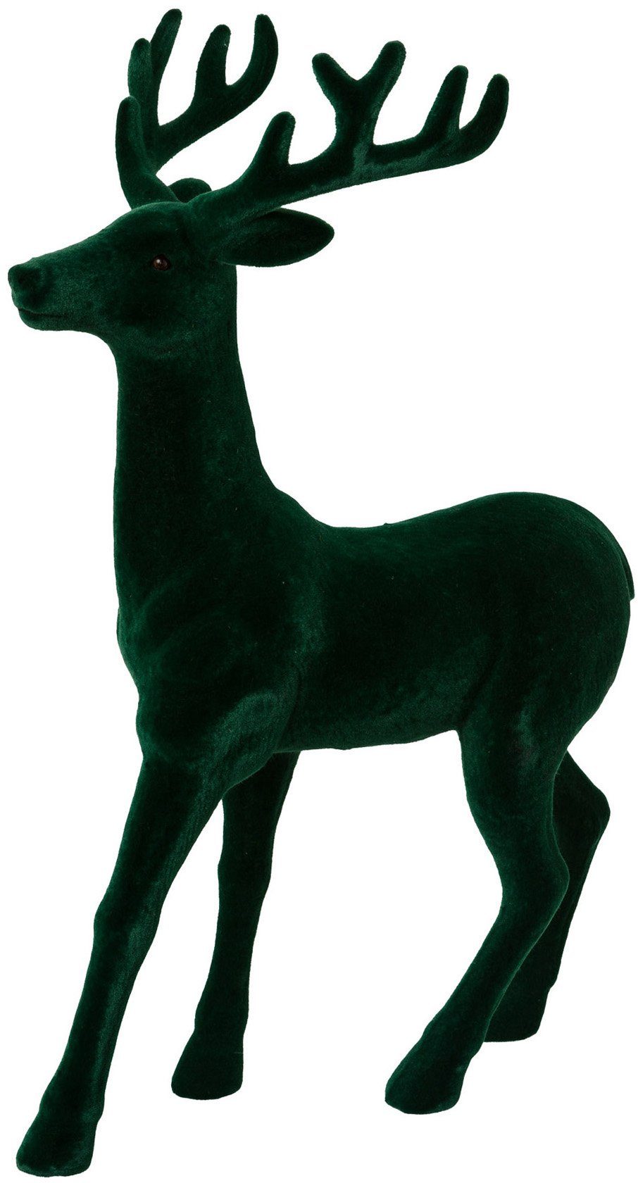 St), 46 dunkelgrün Creativ deco feiner Höhe Weihnachtsfigur Hirsch, Weihnachtsdeko Dekofigur cm (1 mit Samtoberfläche,