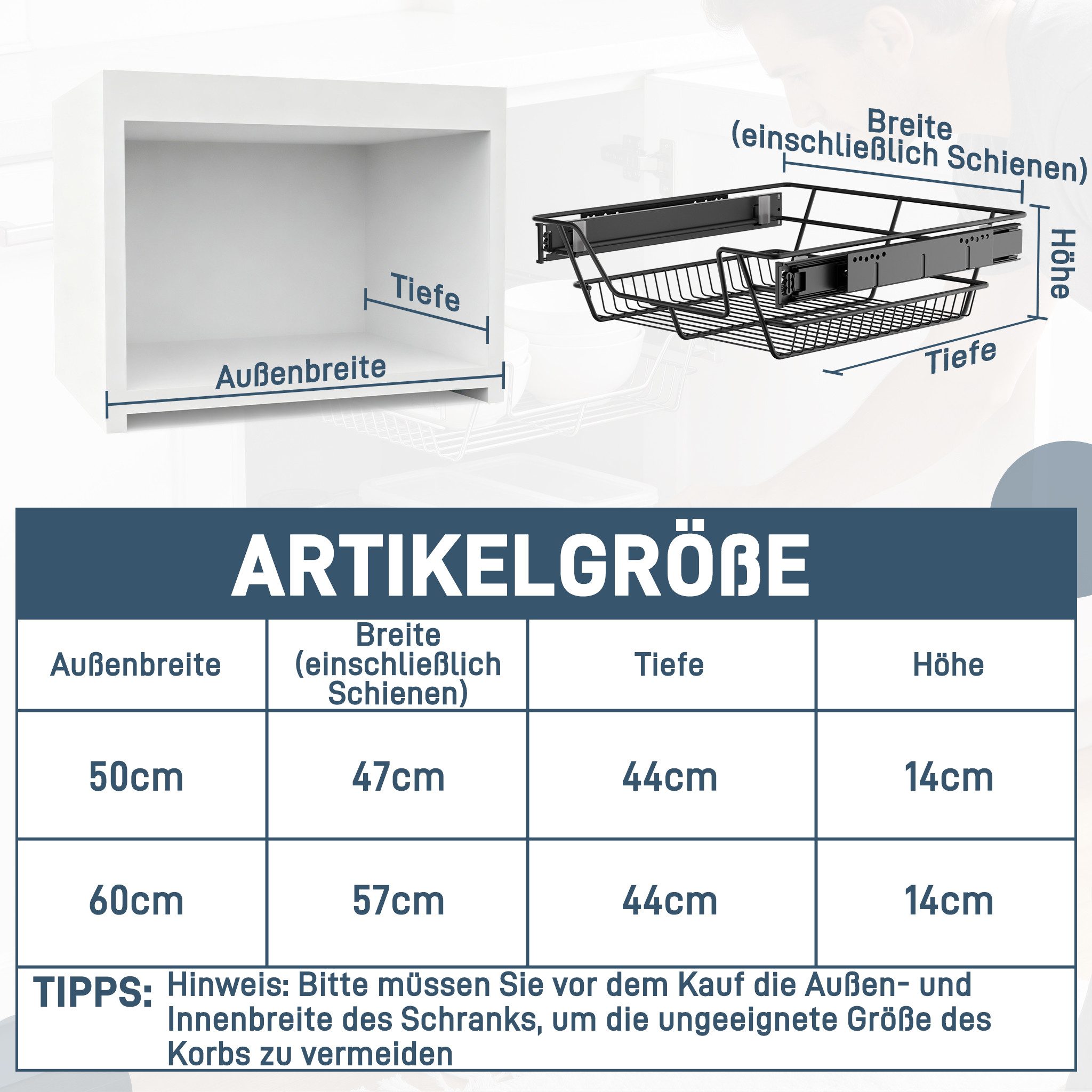 FIVMEN Schublade Teleskopschublade 2 Stück Ausziehbare Küchenschublade, Schlafzimmerschublade Küchen Regal, Silber/Schwarz – Bild 2 von 5