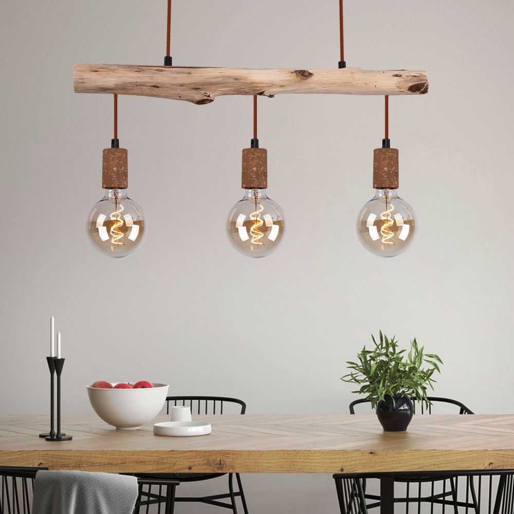 rost Lampe inklusive, Warmweiß, Holz Design Vintage Pendel Leuchte Pendelleuchte, Hänge im etc-shop LED Leuchtmittel Decken Filament