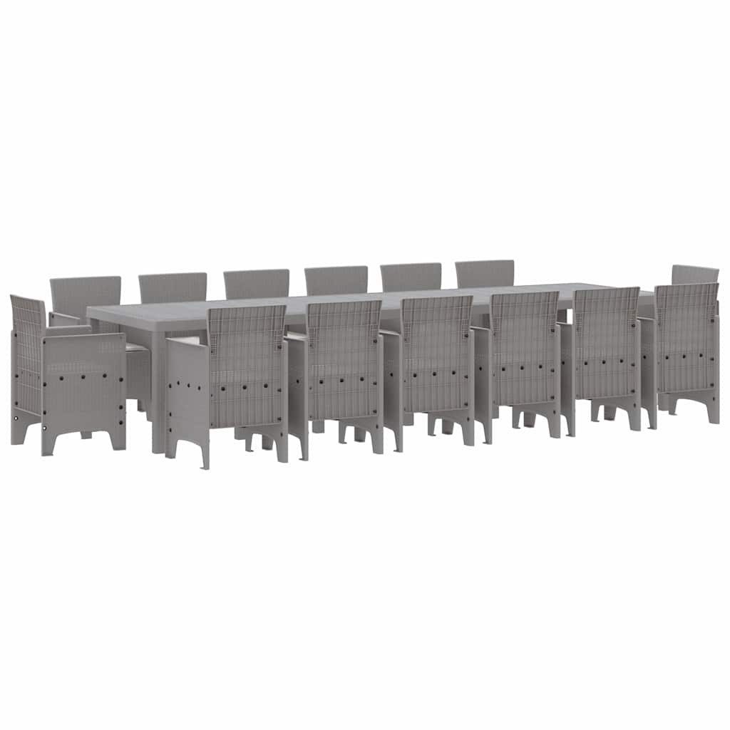 vidaXL Gartenlounge-Set Garten Essgruppe 15 stk. Hellgrau Polt Rattan, (15-tlg)