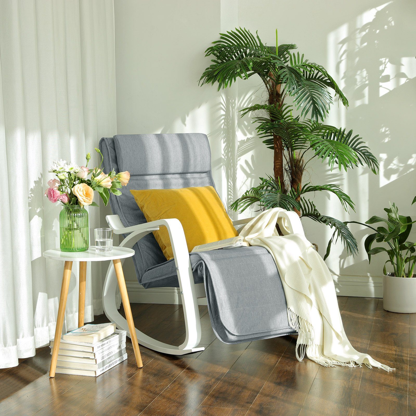 SONGMICS Schaukelsessel, Schaukelstuhl, Relaxsessel, Verstellbarer Fußstütz günstig online kaufen