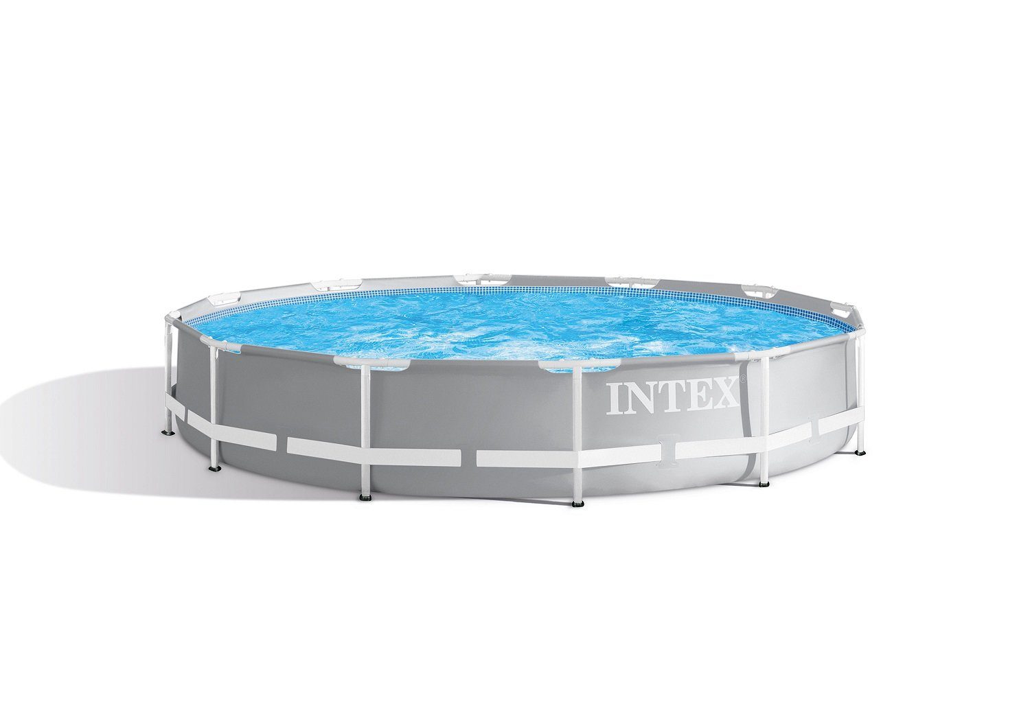 Intex Pool INTEX 366x76 Metal Frame Pool mit Pumpe Set Swimmingpool Familienpool (Set), Frame Pool Rund 366x76 cm