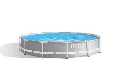 Intex Pool »INTEX 366x76 cm Metal Frame Pool mit Pumpe Set Swimmingpool Familienpool 26712« (Set), Frame Pool Rund 366x76 cm