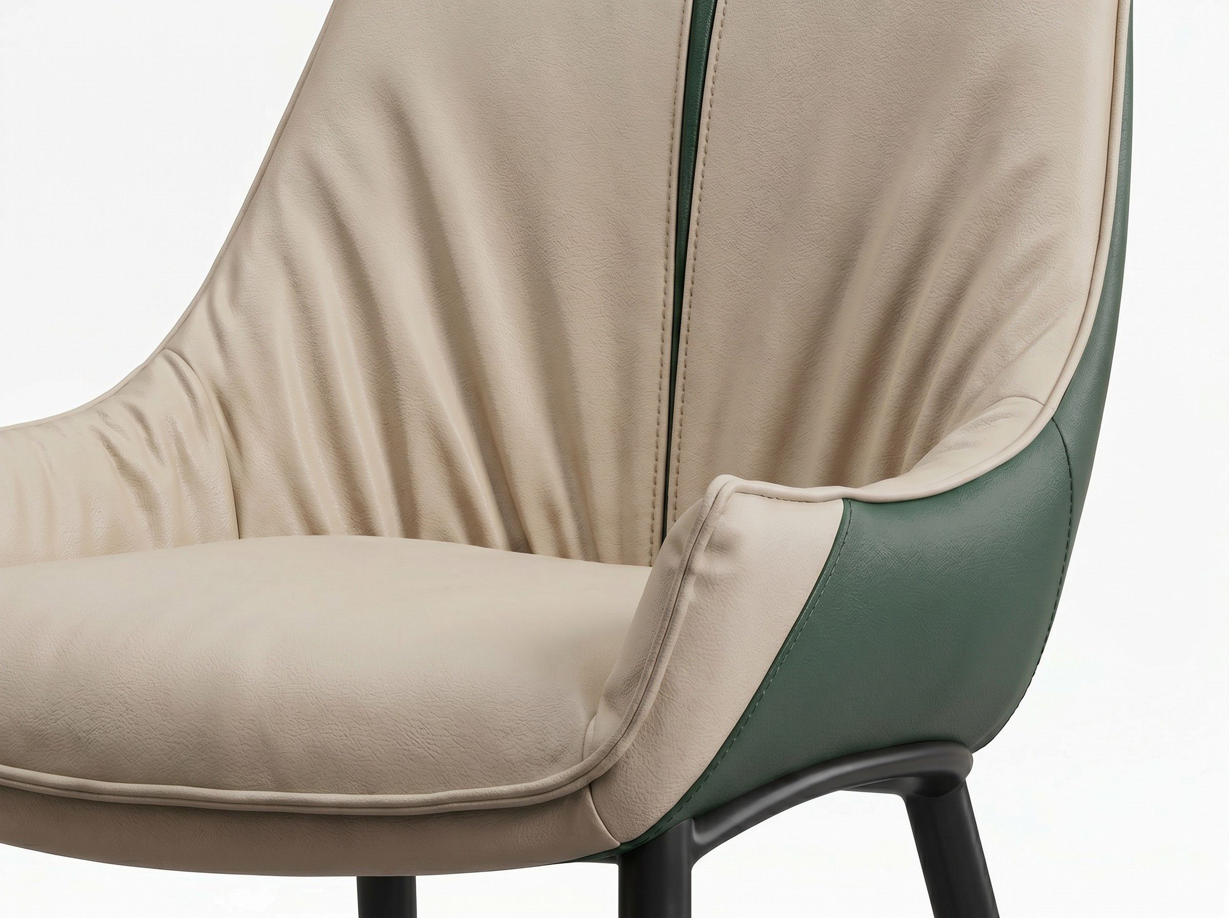 Xlmoebel Esszimmerstuhl Moderner Esszimmerstuhl aus Leder und Metall in Grün, Made in Europa