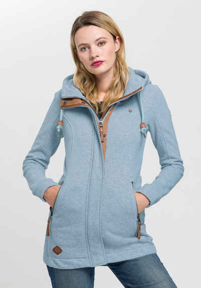 Ragwear Sweatjacke LETTY O mit dekorativen Patches aus Kunstleder