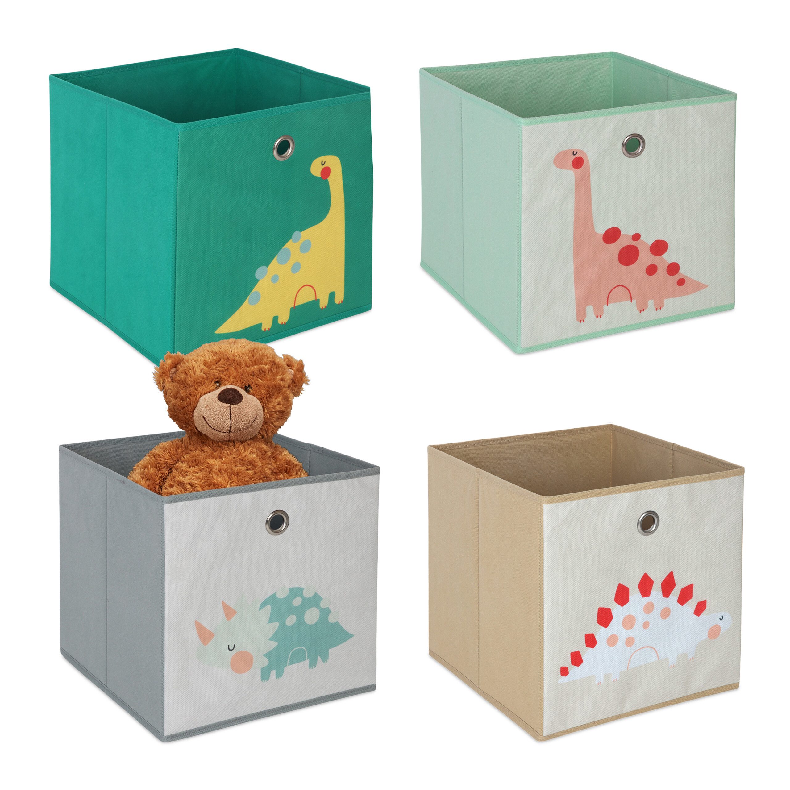 relaxdays Faltbox Kinder Aufbewahrungsboxen im 4er Set, D