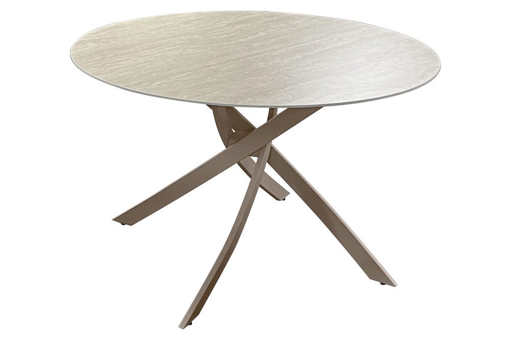 riess-ambiente Esstisch ALPINE 120cm natur - Travertin, Keramik, Sterngestell, zeitlos, rund (Einzelartikel, 1-St), Moderner Bistrotisch - ideal für Küchen, Restaurants oder Essbereich