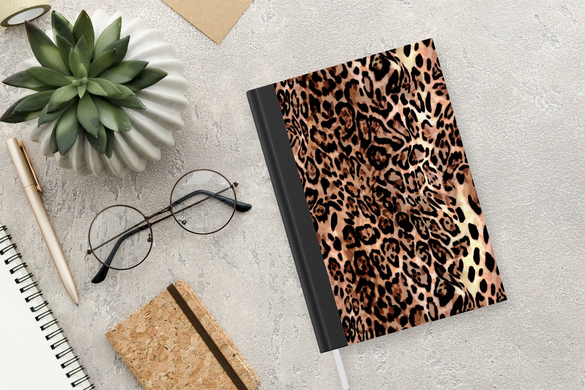 - Design Seiten, Tiermuster 98 Leopard Haushaltsbuch Luxus, Notizbuch Tagebuch, Merkzettel, - MuchoWow A5, - Journal, Notizheft,