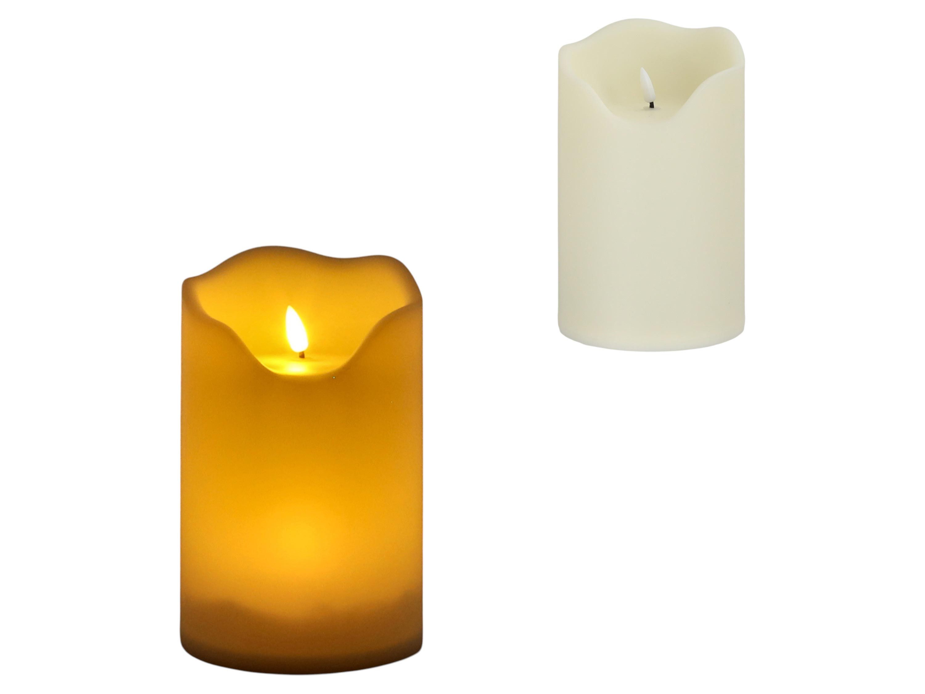 CEPEWA LED-Kerze, Ein-/Ausschalter, LED, warmweiß, LED Kerze creme-weiß 13x20cm Timer 3D-Flamme