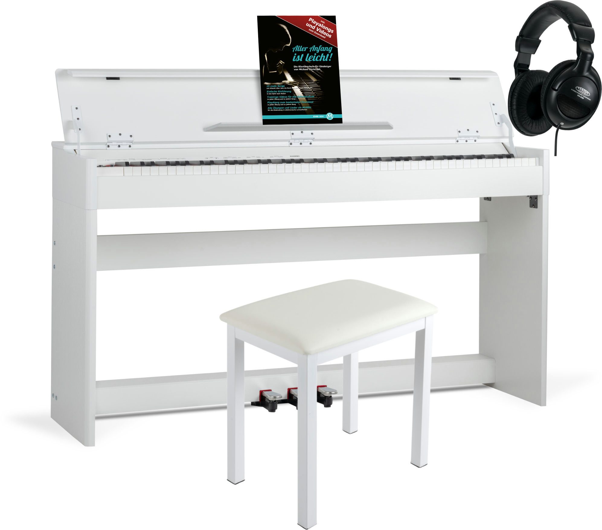 McGrey Digitalpiano DP-18 E-Piano - 88 gewichtete Tasten mit Hammermechanik (Dual- und Split-Funktion, 4-St., Inkl. Klavierbank, Kopfhörer und Schule), Klavier mit 128 Klänge und 600 Begleitrhythmen