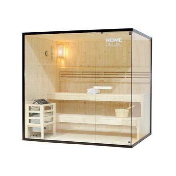 HOME DELUXE Sauna SHADOW - XL, BxTxH: 200,00 x 150,00 x 190,00 cm, 42 mm, für bis zu 5 Personen, inkl. 8 kW Saunaofen, hochwertige Fichte