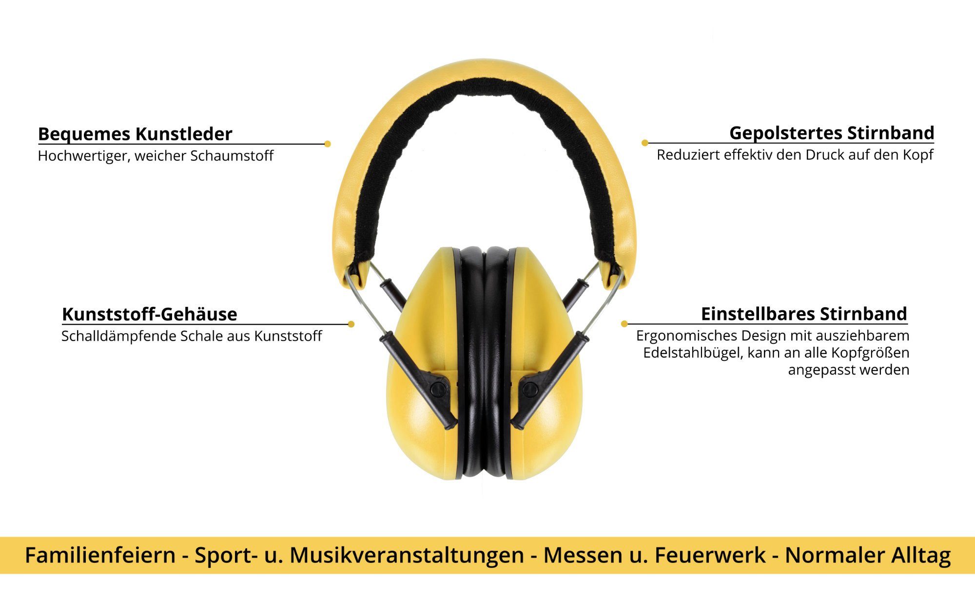 Dämpfung, für Gelb und Kinder Bügelgehörschutz mit Contranoise dB Stagecaptain 25 Ohrenschützer Gehörschutz CN-25 Erwachsene